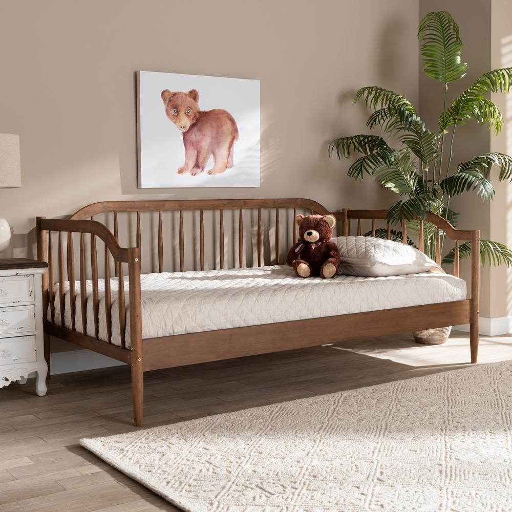 Parson Classic Mid-Century Modern Walnut Brown Finished Wood Twin Size Daybed FredCo