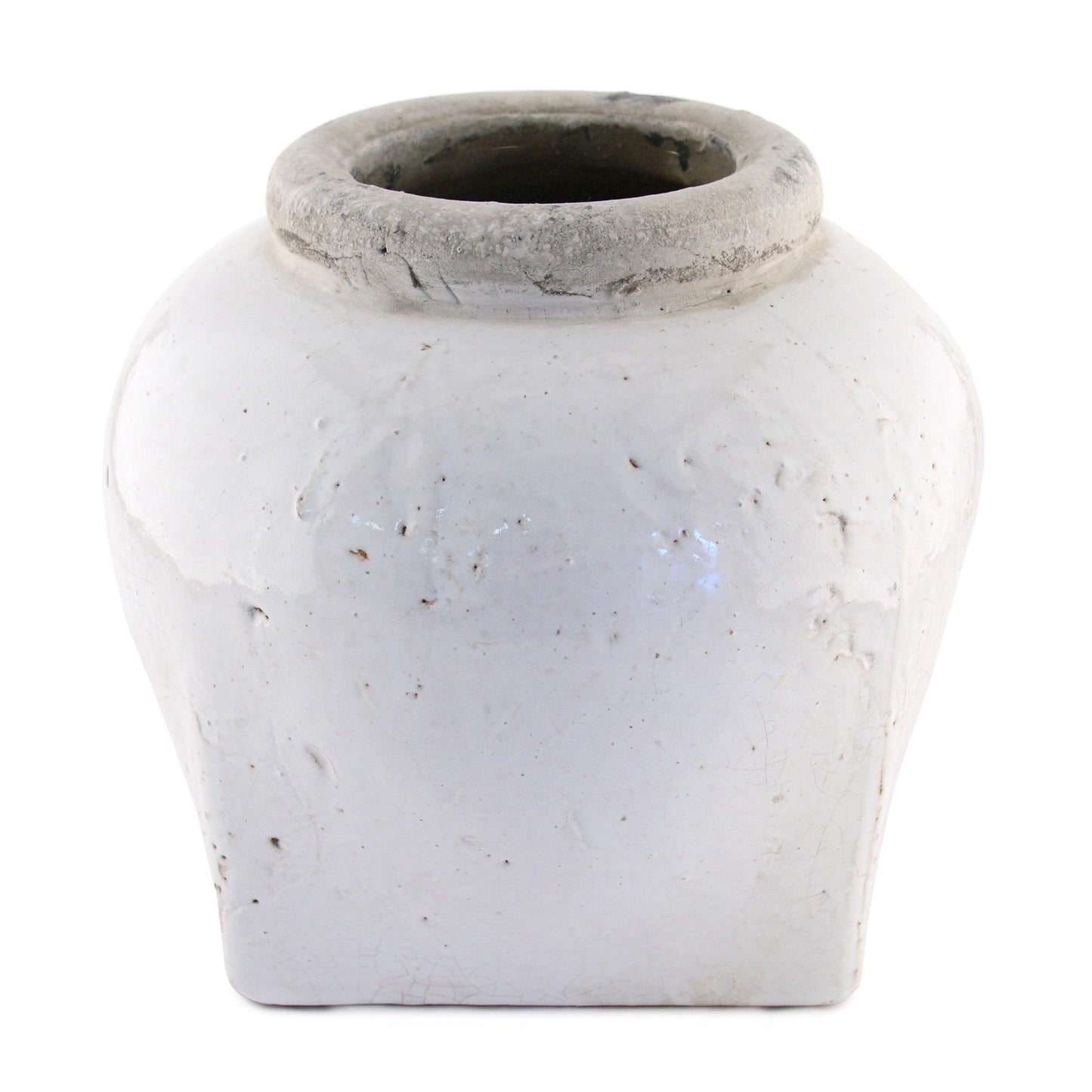 Partially Glazed Off-White Jar (4982S A25A) FredCo