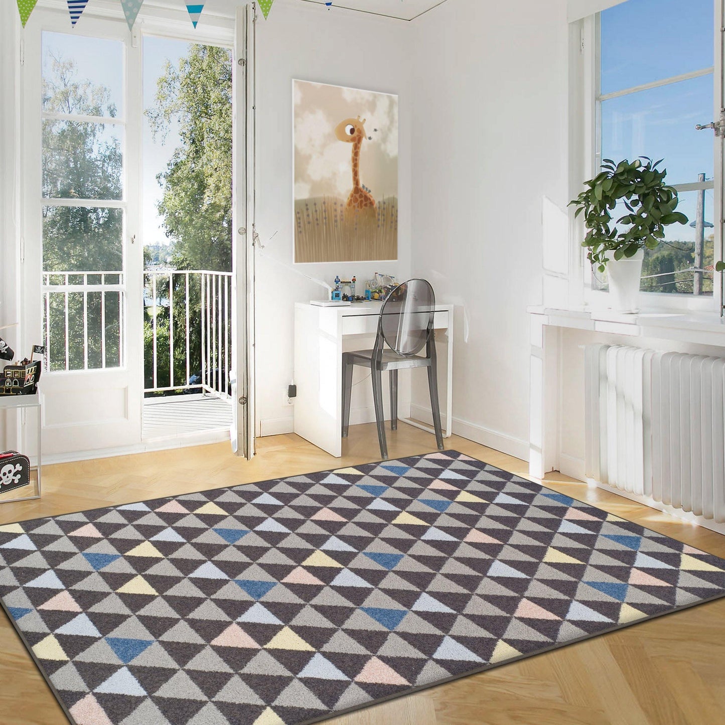 Pastel Aztec Modern Geometric Tribal Pyramid Rug FredCo