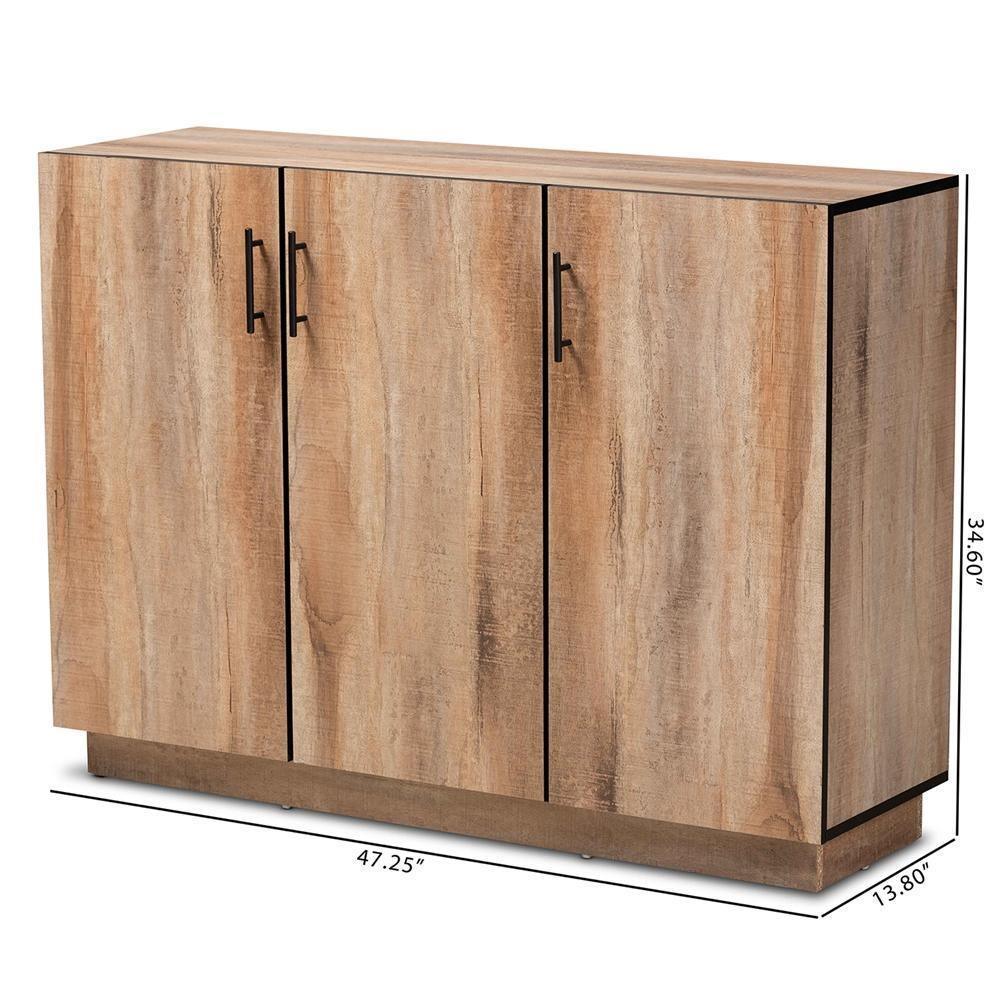 Patton Modern and Contemporary Natural Oak Finished Wood 3-Door Dining Room Sideboard Buffet FredCo
