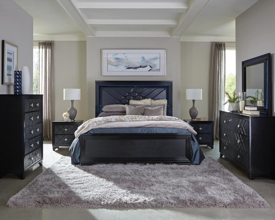 Penelope 4-piece Queen Bedroom Set Midnight Star and Black Coaster FredCo