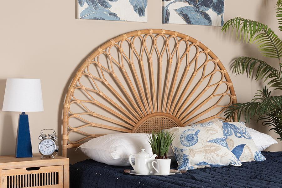 Perenna Modern Bohemian Natural Rattan King Size Standalone Headboard FredCo