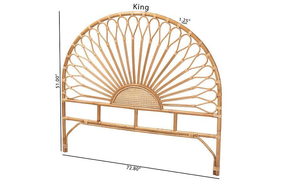 Perenna Modern Bohemian Natural Rattan King Size Standalone Headboard FredCo