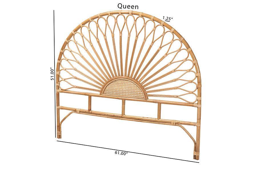 Perenna Modern Bohemian Natural Rattan Queen Size Standalone Headboard FredCo