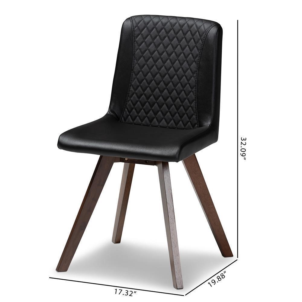 Pernille Modern Transitional Black Faux Leather Upholstered Walnut Finished 4-Piece Wood Dining Chair Set FredCo