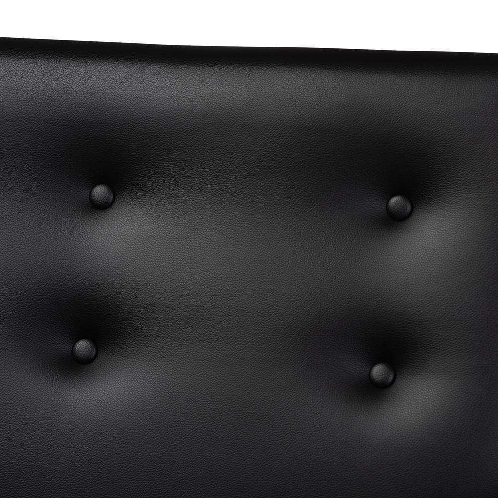 Perris Mid-Century Modern Black Faux Leather Upholstered Walnut Finished Wood 3-Piece Living Room Set FredCo
