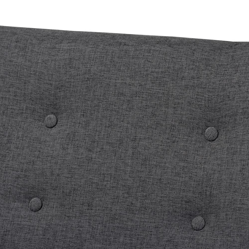 Perris Mid-Century Modern Dark Grey Fabric Upholstered Walnut Finished Wood Sofa FredCo