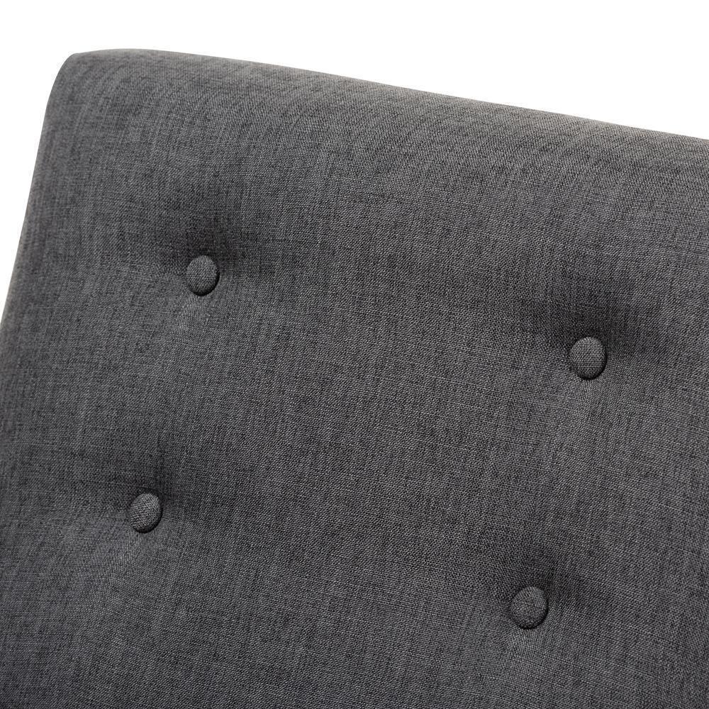 Perris Mid-Century Modern Dark Grey Fabric Upholstered Walnut Wood Lounge Chair FredCo