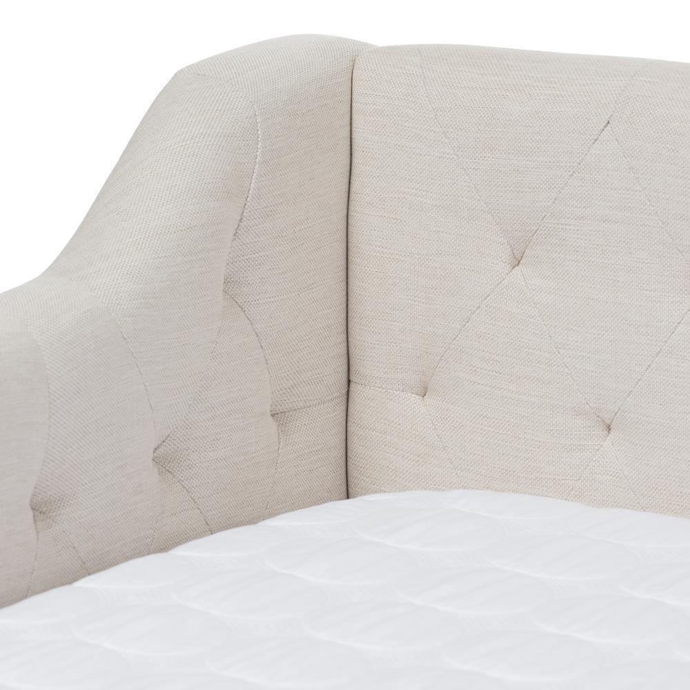Perry Modern and Contemporary Light Beige Fabric Daybed with Trundle FredCo
