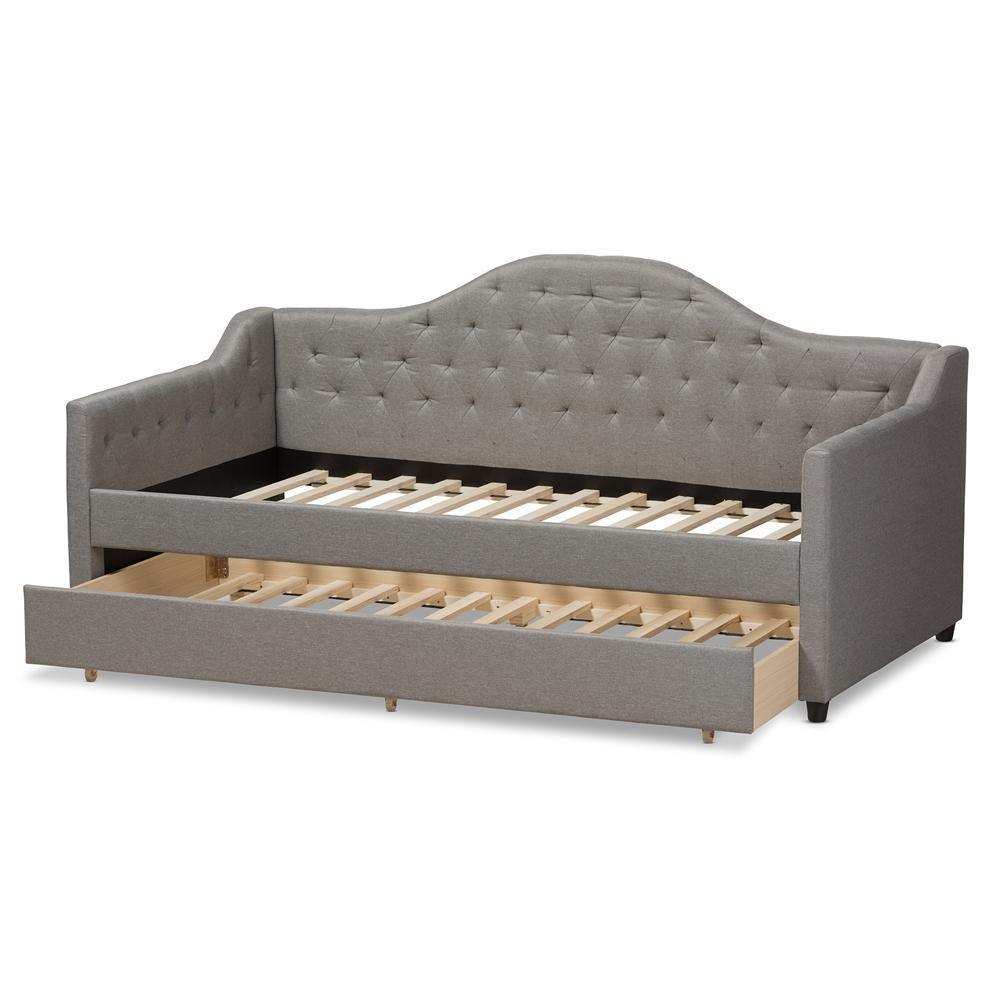 Perry Modern and Contemporary Light Grey Fabric Daybed with Trundle FredCo