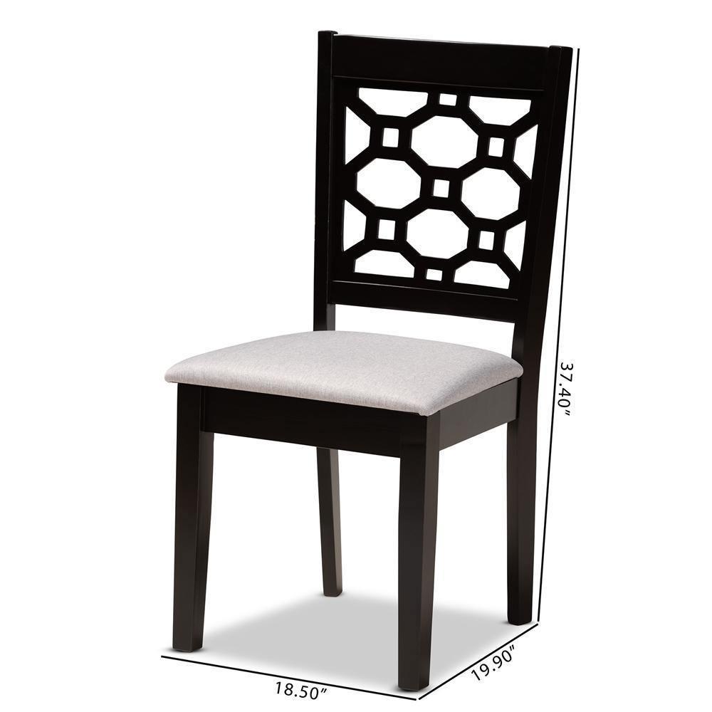 Peter Modern and Contemporary Grey Fabric Upholstered and Dark Brown Finished Wood 4-Piece Dining Chair Set FredCo