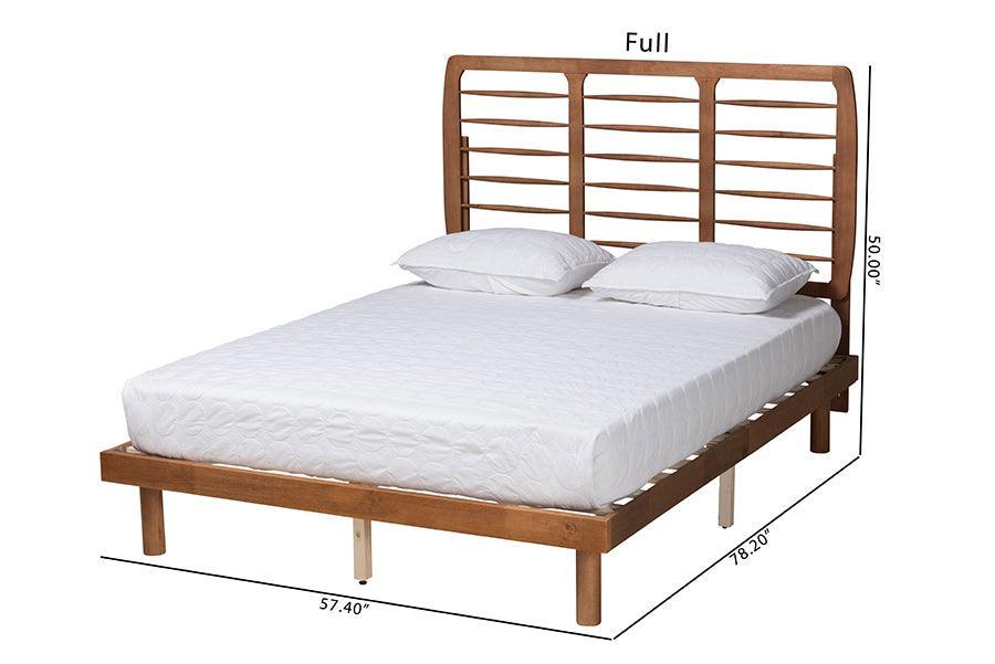 Petra Mid-Century Modern Ash Walnut Finished Wood Full Size Platform Bed FredCo