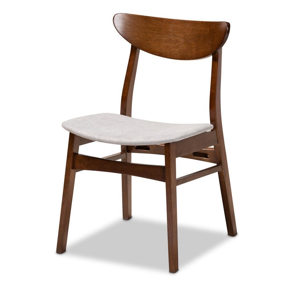 Philip Mid-Century Modern Transitional Light Grey Fabric Upholstered and Walnut Brown Finished Wood 5-Piece Dining Set FredCo