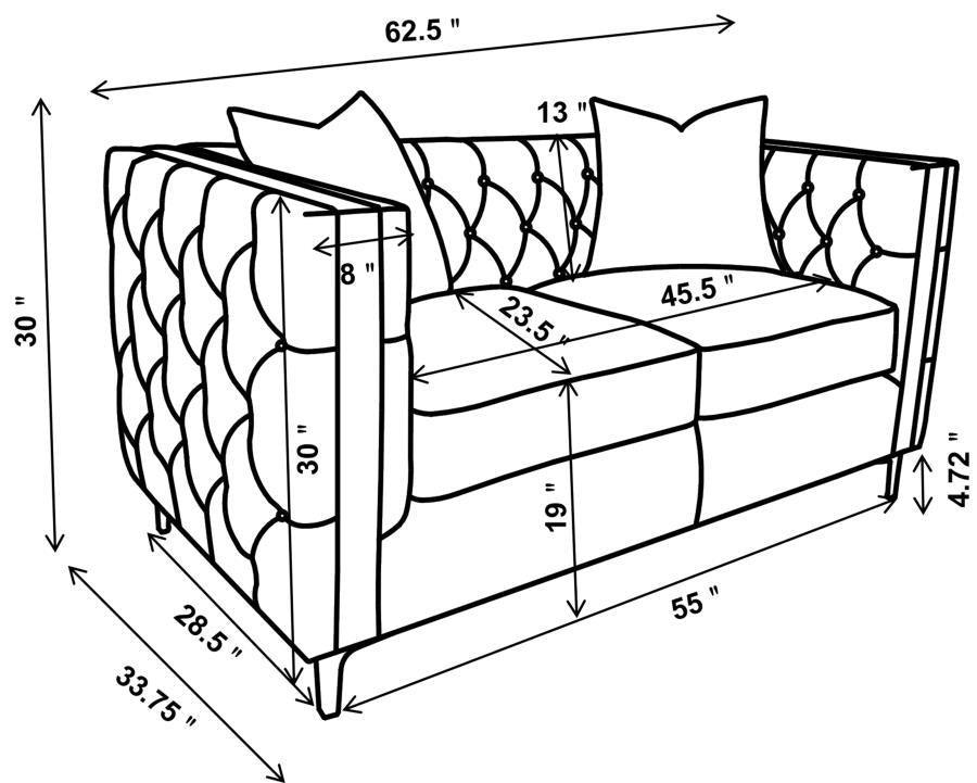 Phoebe 2-piece Tufted Tuxedo Arms Living Room Set Urban Bronze 509881-S2 Coaster FredCo