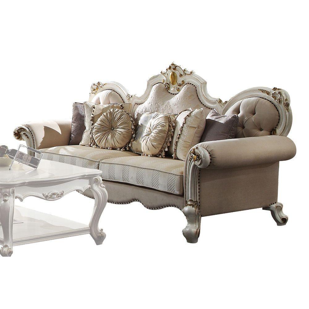 Picardy Sofa (w/7 Pillows) Fabric & Antique Pearl FredCo