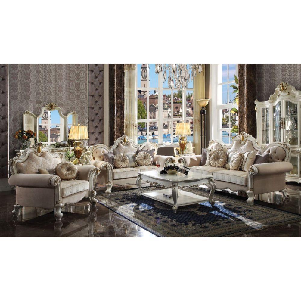 Picardy Sofa (w/7 Pillows) Fabric & Antique Pearl FredCo