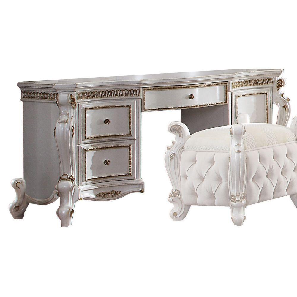 Picardy Vanity Desk Antique Pearl FredCo