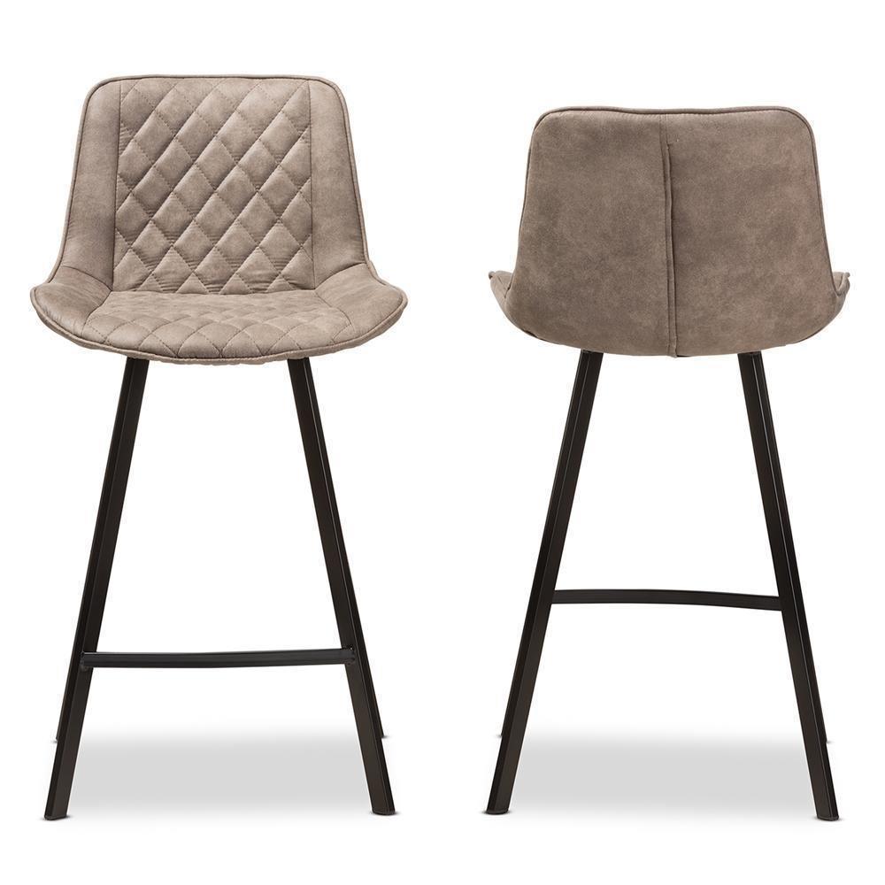 Pickford Mid-Century Modern Light Brown Fabric Upholstered Counter Stool Set of 2 FredCo