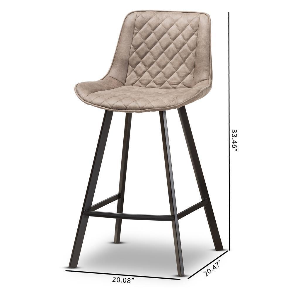 Pickford Mid-Century Modern Light Brown Fabric Upholstered Counter Stool Set of 2 FredCo