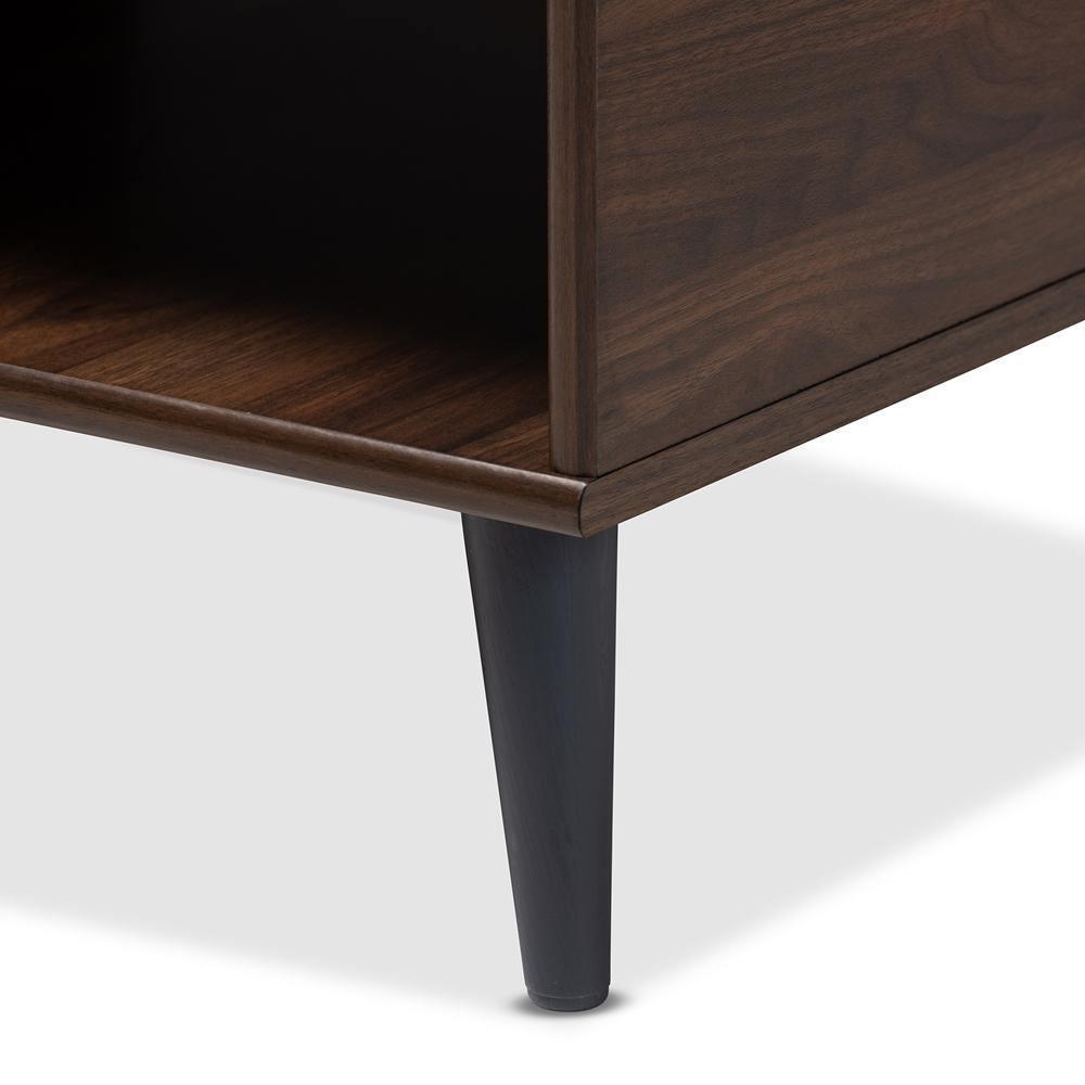 Pierre Mid-Century Modern Brown and Dark Grey Finished Wood Coffee Table FredCo