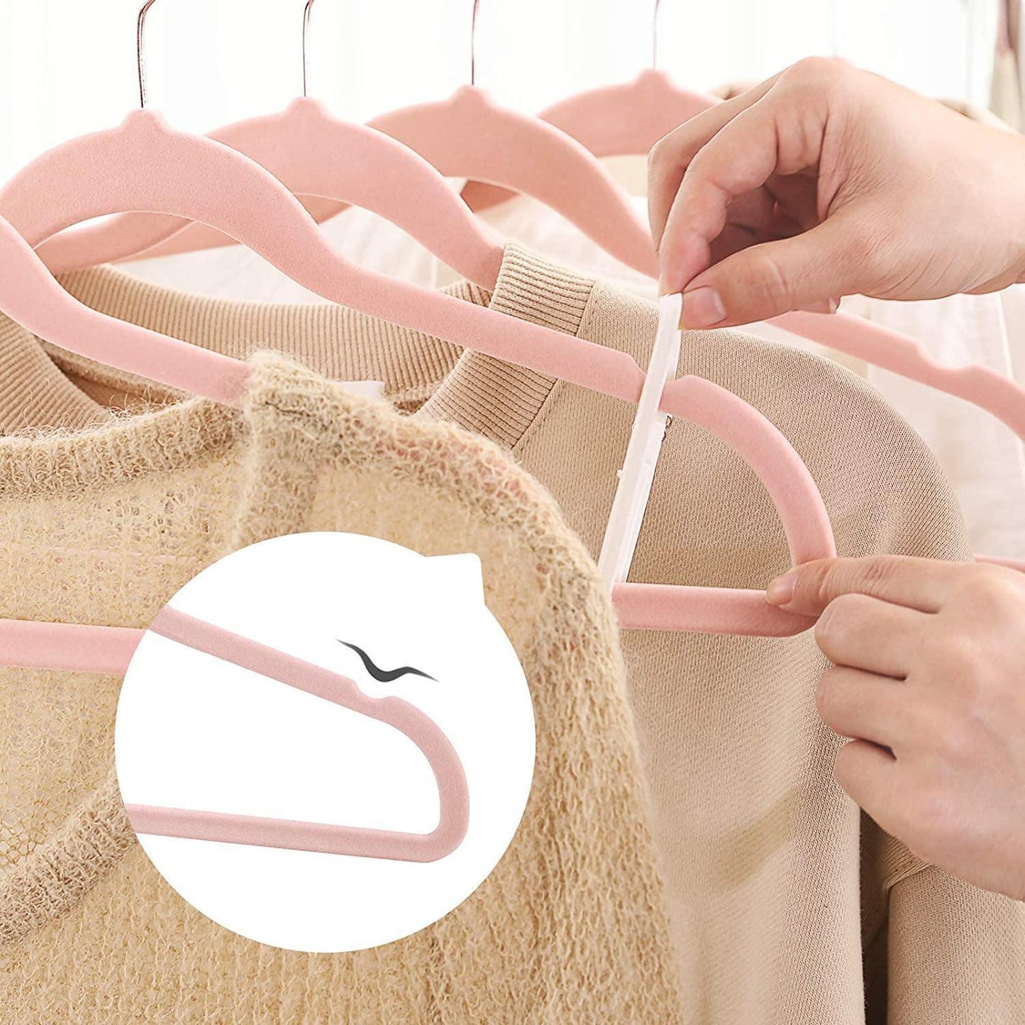 Pink Velvet Hangers 50 Pack for Coat FredCo