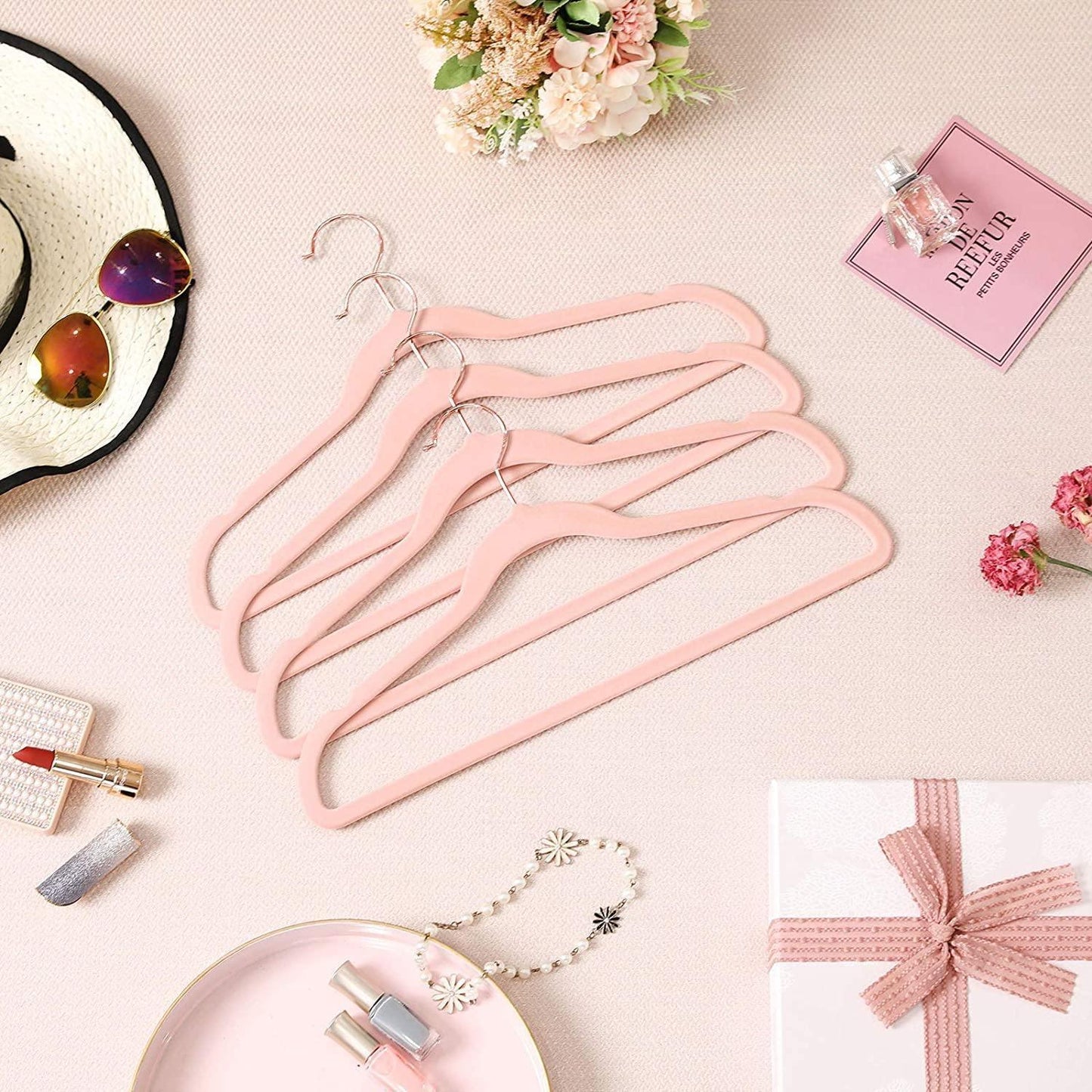 Pink Velvet Hangers 50 Pack for Coat FredCo