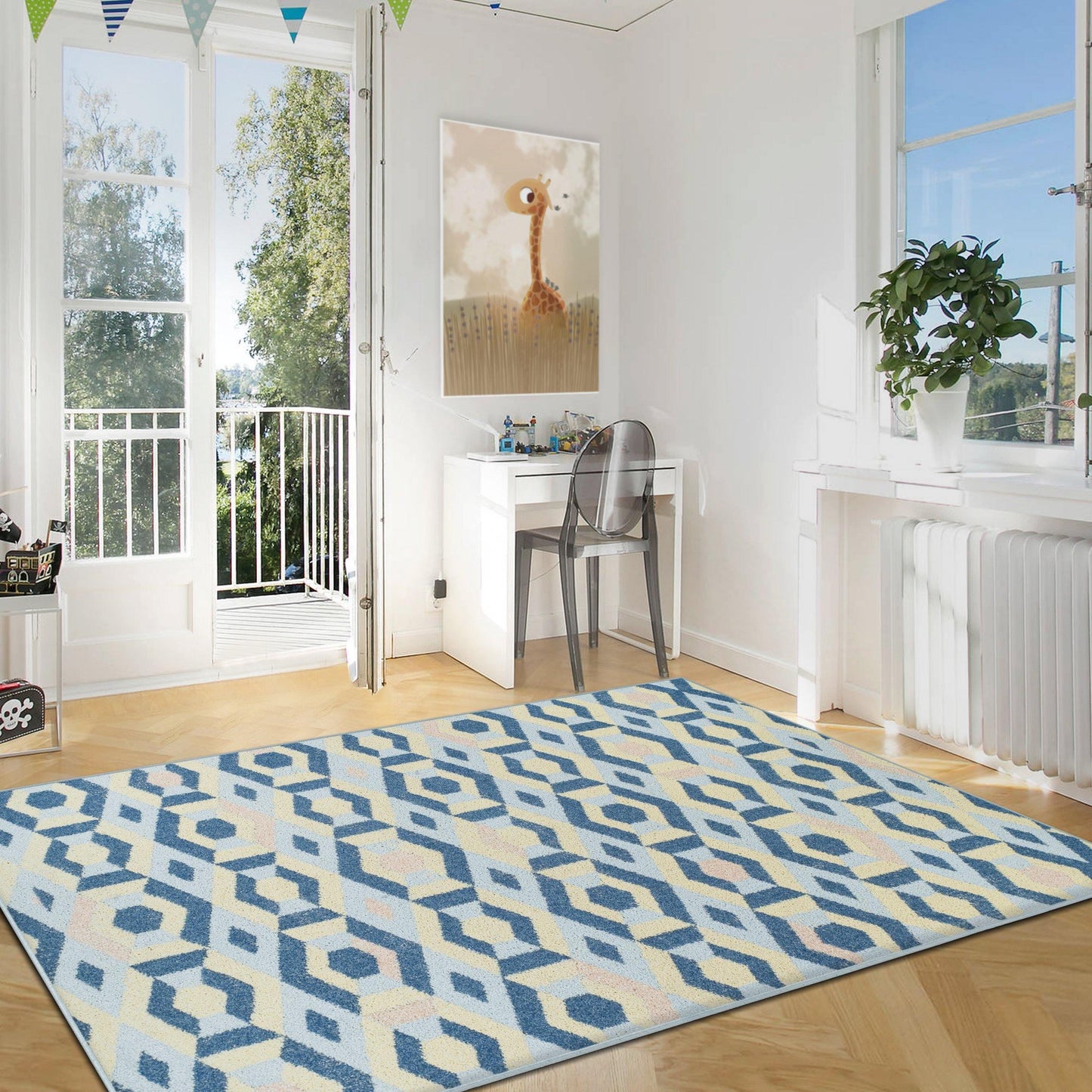 Polygon Retro Diamond Geometric Rug FredCo