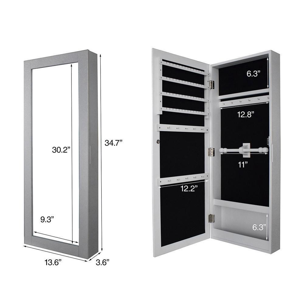 Pontus Modern and Contemporary White Finished Wood Wall-Mountable Jewelry Armoire with Mirror FredCo