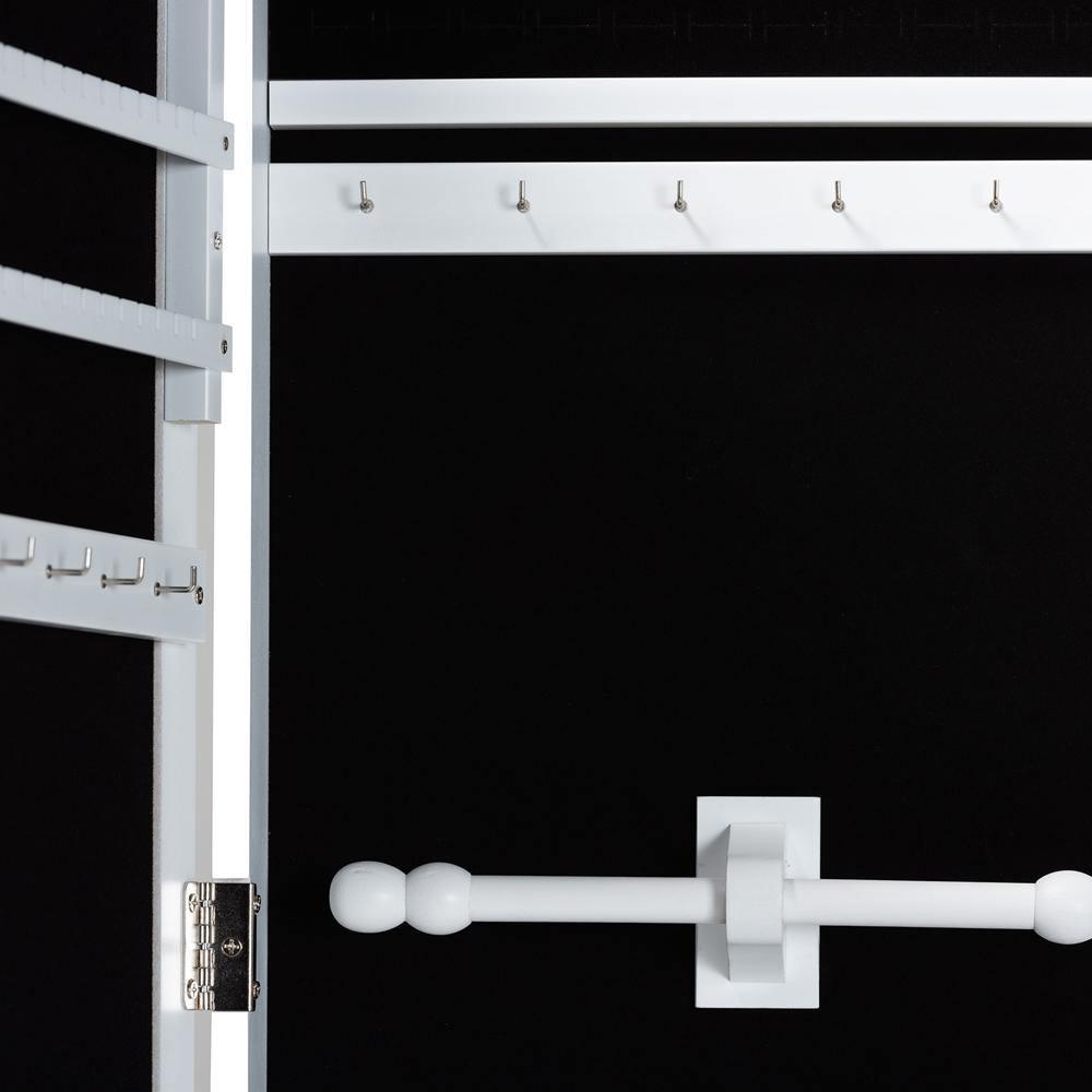 Pontus Modern and Contemporary White Finished Wood Wall-Mountable Jewelry Armoire with Mirror FredCo