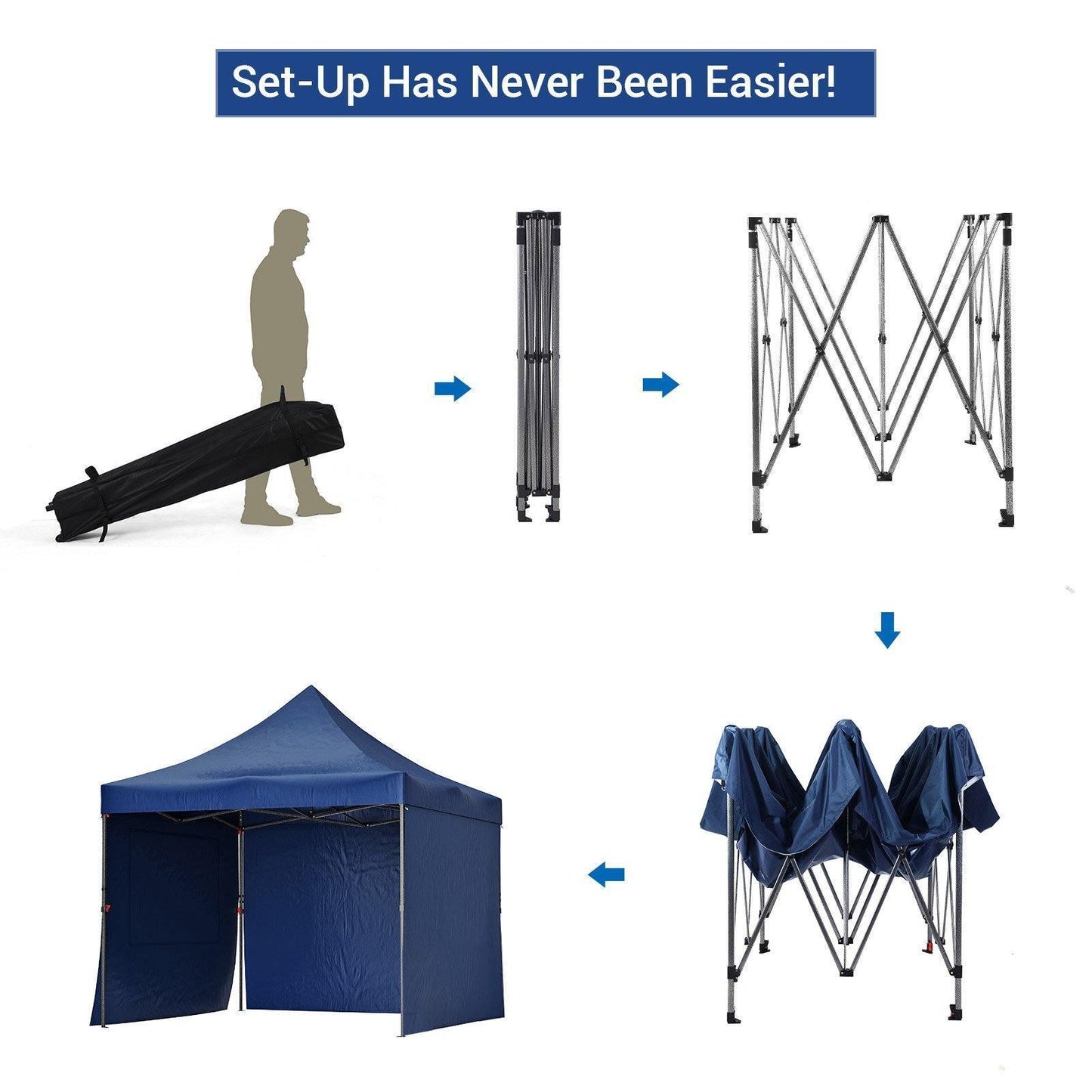Pop Up Canopy Tent 10 x 10 Feet Blue FredCo