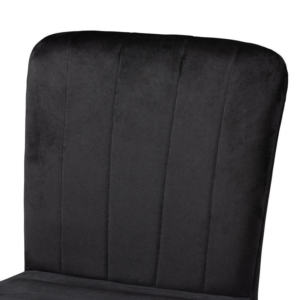 Preston Modern Luxe and Glam Black Velvet Fabric Upholstered and Two-Tone Black and Gold Finished Metal 2-Piece Bar Stool Set FredCo