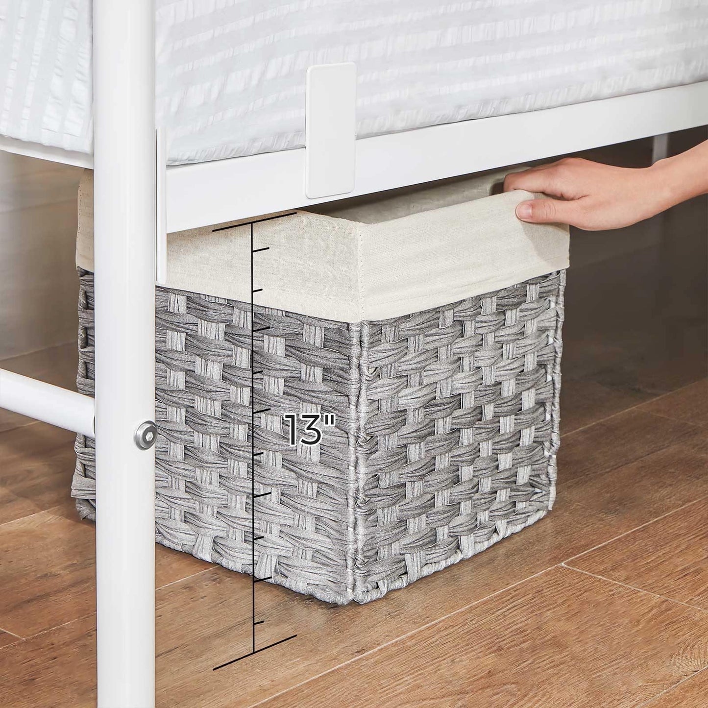 Queen Size Metal Bed Frame with Headboard White FredCo