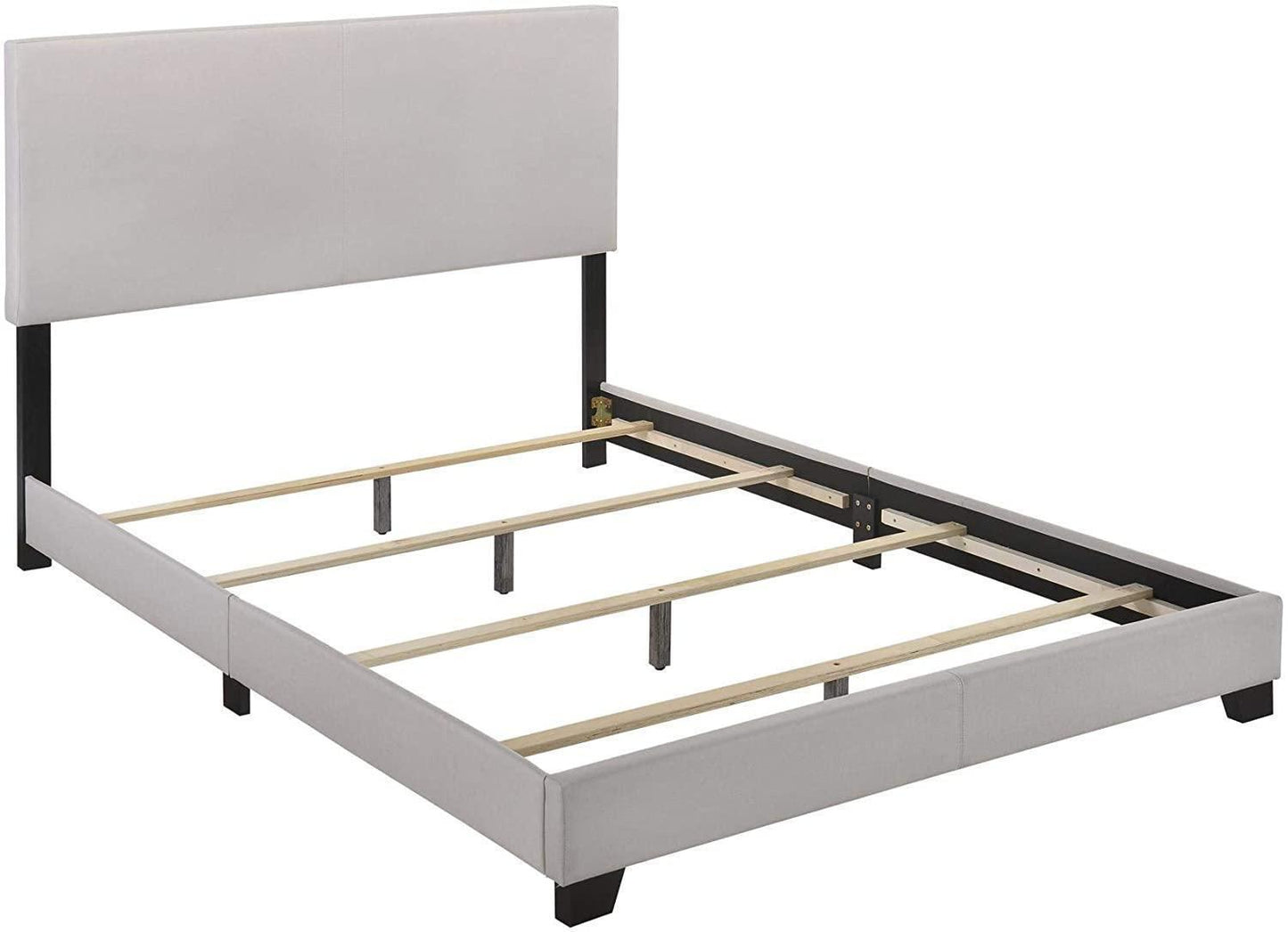 Queen Upholstered Panel Bed with Headboard, Footboard and Rails in Gray, Queen FredCo
