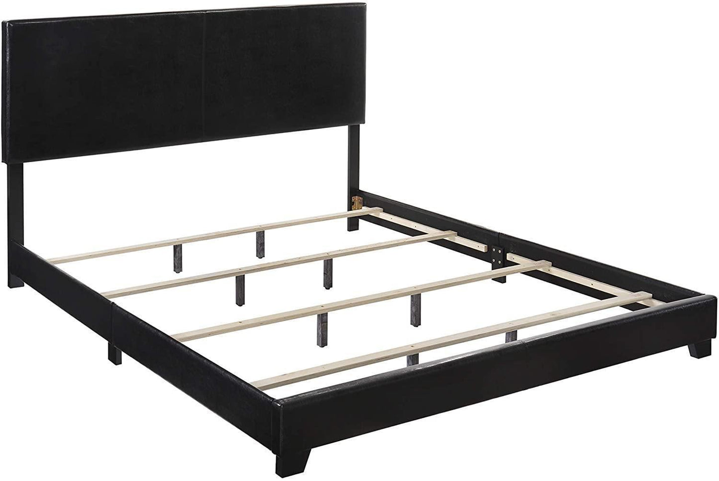 Queen Upholstered Panel Bed with Headboard, Footboard and Rails in Gray, Queen FredCo