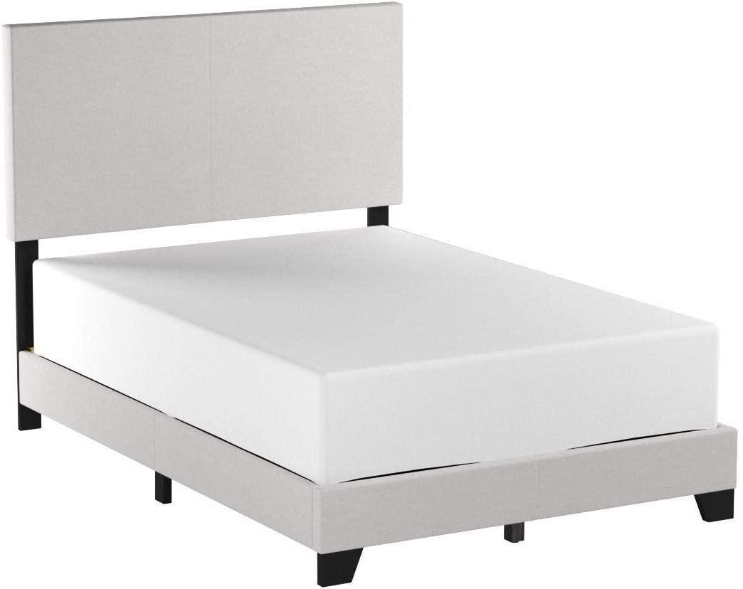 Queen Upholstered Panel Bed with Headboard, Footboard and Rails in Gray, Queen FredCo