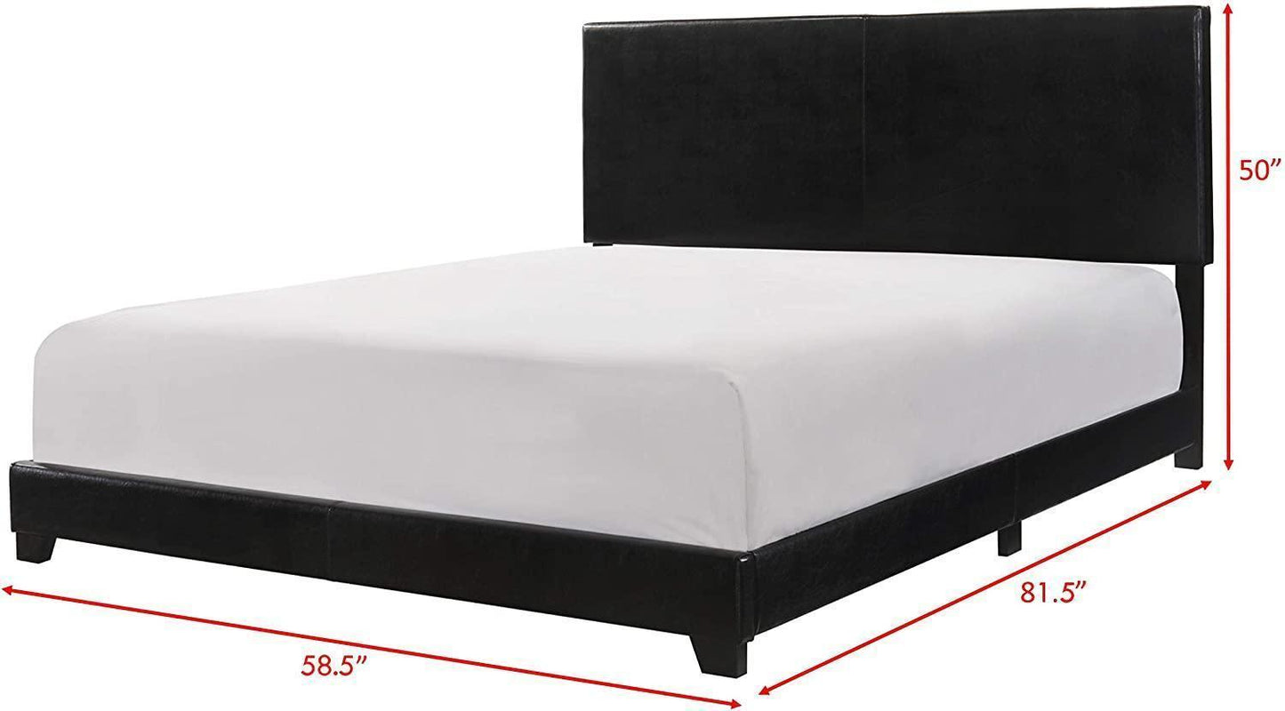 Queen Upholstered Panel Bed with Headboard, Footboard and Rails in Gray, Queen FredCo