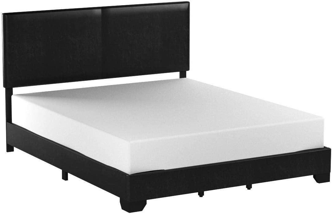 Queen Upholstered Panel Bed with Headboard, Footboard and Rails in Gray, Queen FredCo