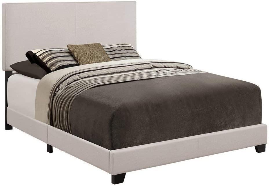 Queen Upholstered Panel Bed with Headboard, Footboard and Rails in Gray, Queen FredCo