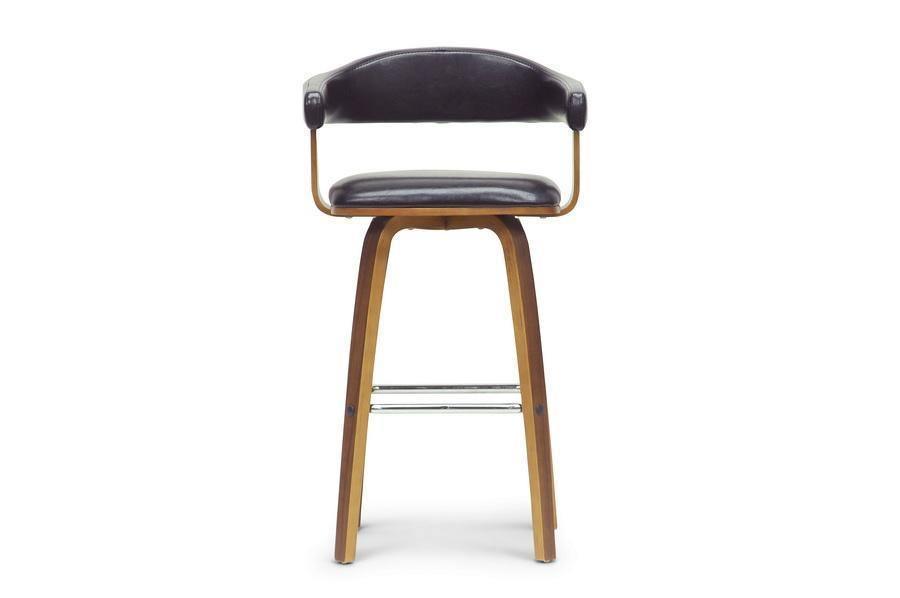 Quigley Walnut and Black Modern Counter Stool FredCo