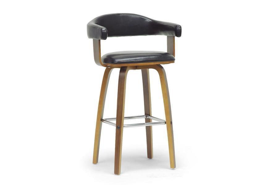 Quigley Walnut and Black Modern Counter Stool FredCo