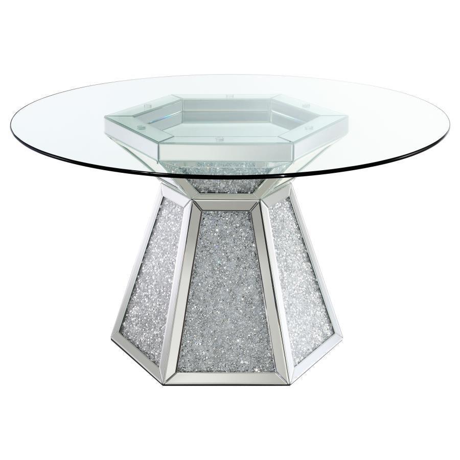 Quinn 5-piece Hexagon Pedestal Dining Room Set Mirror and Teal Coaster FredCo