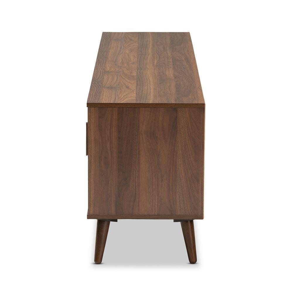Quinn Mid-Century Modern Two-Tone White and Walnut Finished 2-Door Wood TV Stand FredCo