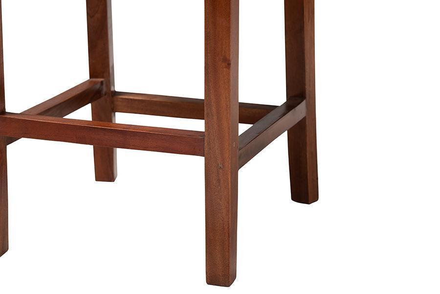 Racquel Modern Bohemian Natural Rattan and Mahogany Wood Counter Stool FredCo