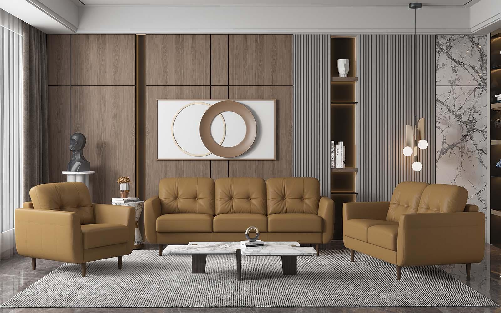 Radwan Sofa Camel Leather FredCo