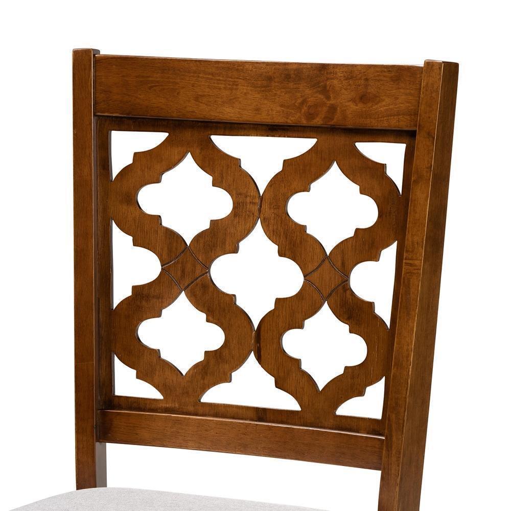 Ramiro Modern and Contemporary Grey Fabric Upholstered and Walnut Brown Finished Wood 2-Piece Dining Chair Set FredCo