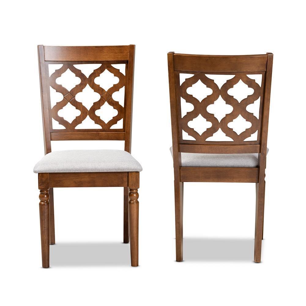 Ramiro Modern and Contemporary Grey Fabric Upholstered and Walnut Brown Finished Wood 2-Piece Dining Chair Set FredCo