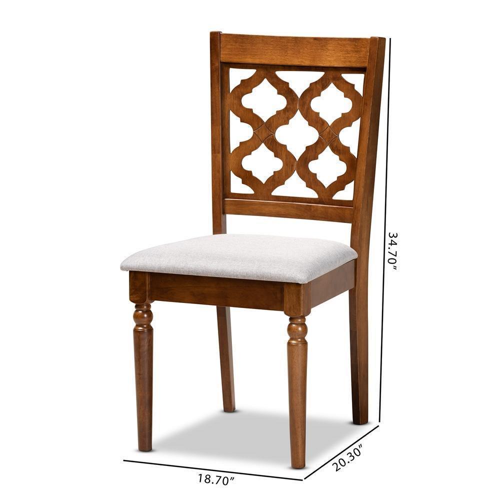 Ramiro Modern and Contemporary Grey Fabric Upholstered and Walnut Brown Finished Wood 2-Piece Dining Chair Set FredCo