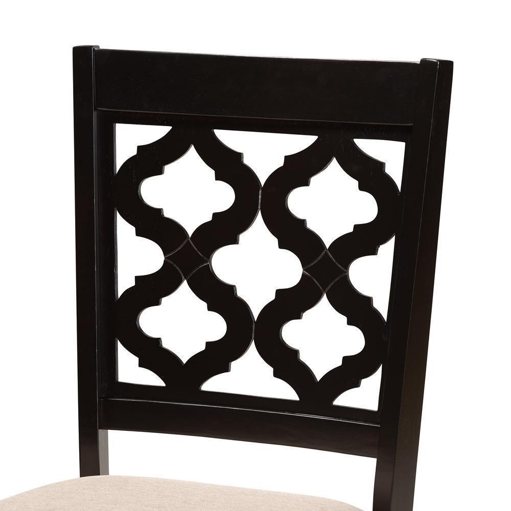 Ramiro Modern and Contemporary Sand Fabric Upholstered and Dark Brown Finished Wood 2-Piece Dining Chair Set FredCo