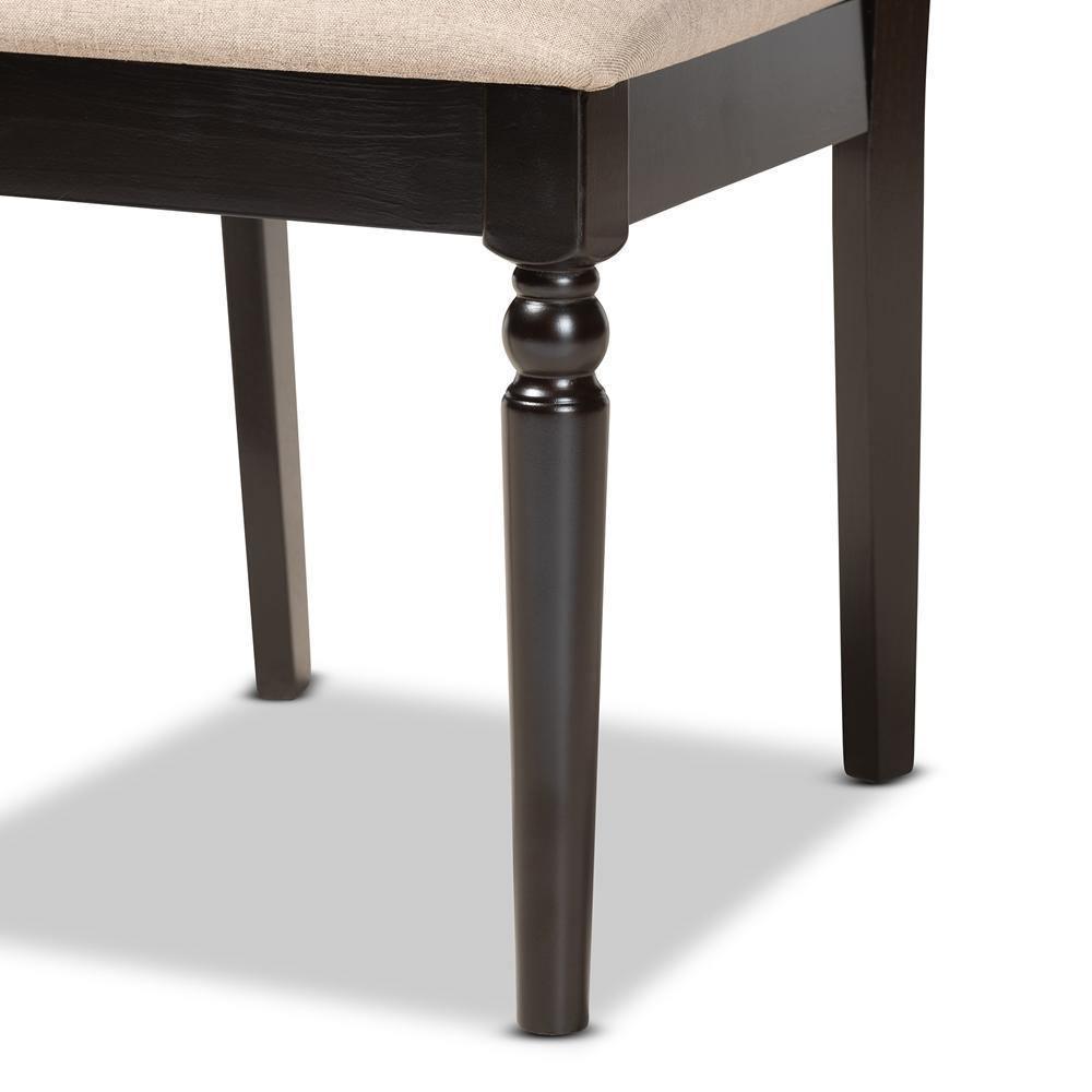 Ramiro Modern and Contemporary Sand Fabric Upholstered and Dark Brown Finished Wood 2-Piece Dining Chair Set FredCo