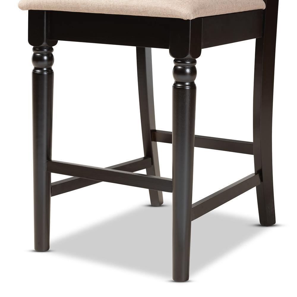 Ramiro Modern and Contemporary Transitional Sand Fabric Upholstered and Dark Brown Finished Wood 2-Piece Counter Stool Set FredCo
